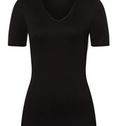 71603 Cotton Seamless Short Sleeve Top - 019 Black